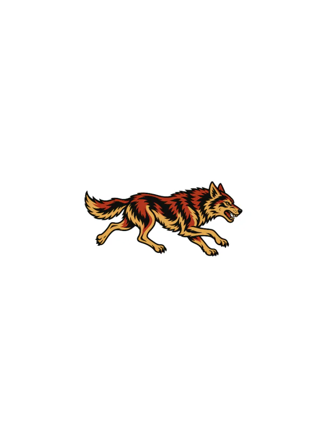 Running Traditional Wolf Tattoo clean design