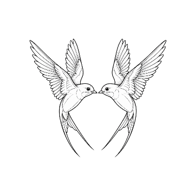 Fine Line Mirrored Swallows Chest Tattoo planner element