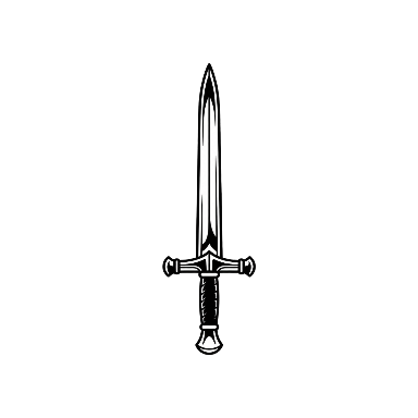 Blackwork Upright Sword Back Tattoo planner element
