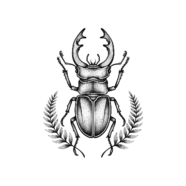 Dotwork Stag Beetle Back Tattoo planner element