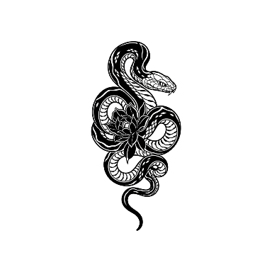 Blackwork Snake and Flower Wrist Tattoo planner element