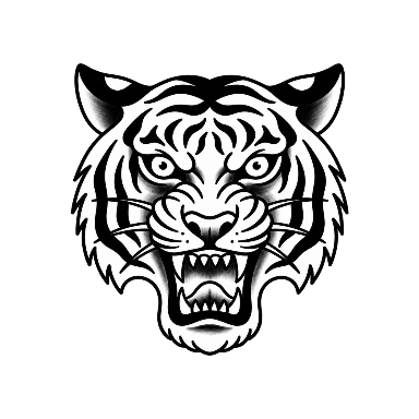 Old School Tiger Head Hand Tattoo planner element