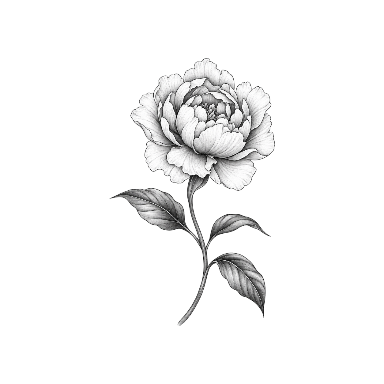Fine Line Single Stem Peony Tattoo planner element