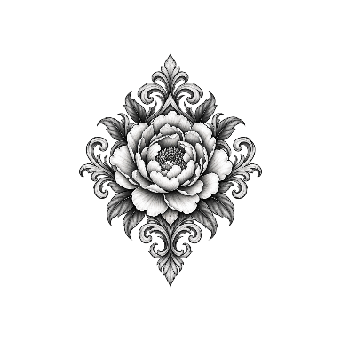 Ornamental Peony Chest Tattoo planner element