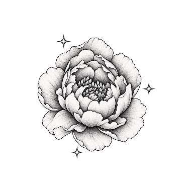 Compact Peony and Stars Hand Tattoo planner element
