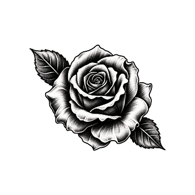 Blackwork Rose Hand Tattoo planner element