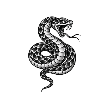 Old School Coiled Snake Hand Tattoo planner element
