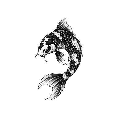 Blackwork Koi Shoulder Blade Tattoo planner element