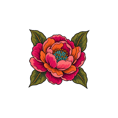 Neo-Traditional Color Peony Upper Arm Tattoo planner element