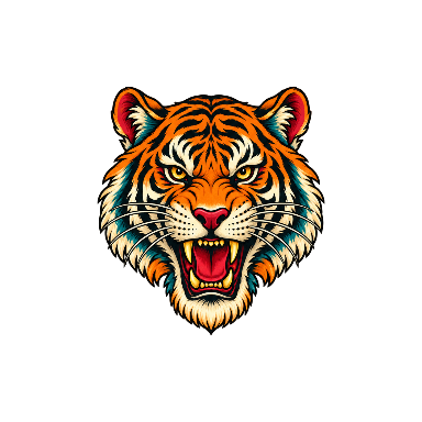 Neo-Traditional Color Tiger Upper Chest Tattoo planner element