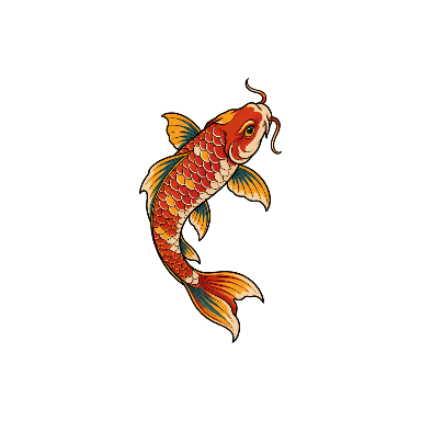 Neo-Traditional Color Koi Lower Leg Tattoo planner element