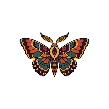 Neo-Traditional Color Moth Sternum Tattoo planner element