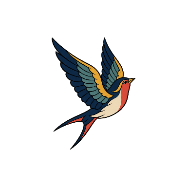 Neo-Traditional Color Swallow Inner Wrist Tattoo planner element