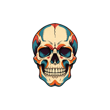 Neo-Traditional Color Skull Hand Tattoo planner element