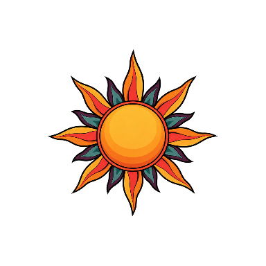 Neo-Traditional Color Sun Upper Back Tattoo planner element