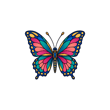 Illustrative Color Butterfly Hand Tattoo planner element