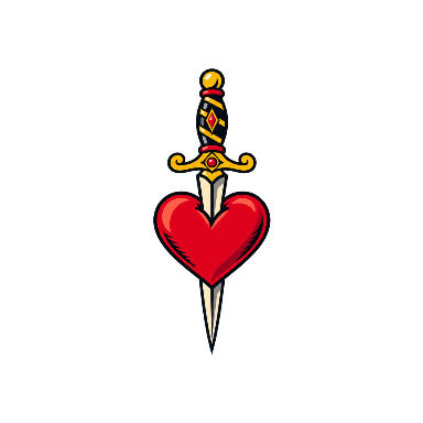 Old-School Color Heart and Dagger Upper Chest Tattoo planner element