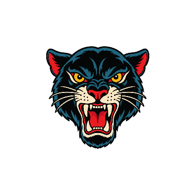 Old-School Color Panther Head Calf Tattoo planner element