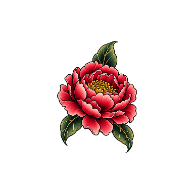 Neo-Traditional Peony Calf Tattoo planner element