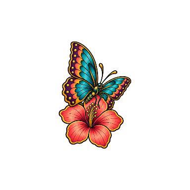 Neo-Traditional Butterfly Flower Forearm Tattoo planner element
