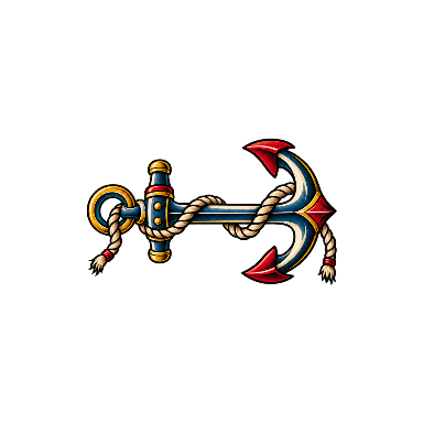Old School Anchor and Rope Collarbone Tattoo planner element