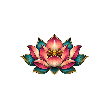Neo-Traditional Lotus Collarbone Tattoo planner element
