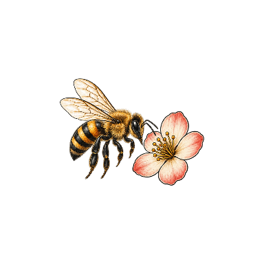 Illustrative Bee and Flower Collarbone Tattoo planner element