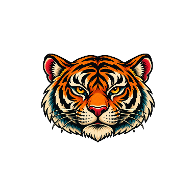 Old School Tiger Head Collarbone Tattoo planner element