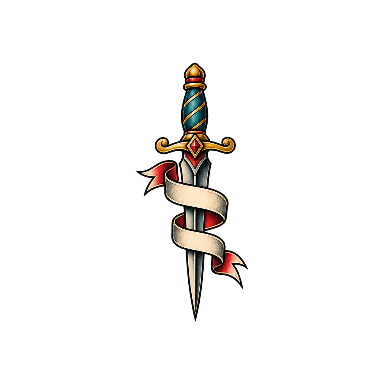 Old School Dagger and Ribbon Inner Wrist Tattoo planner element