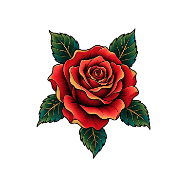 Neo-Traditional Rose and Leaves Thigh Tattoo planner element