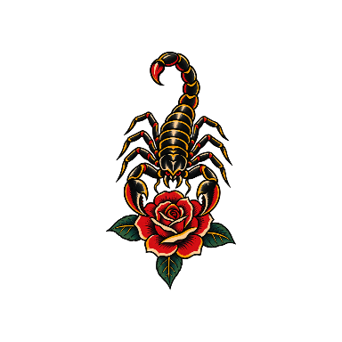 Old School Scorpion and Rose Thigh Tattoo planner element