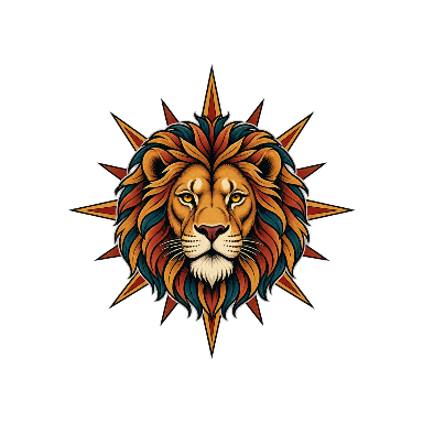Neo-Traditional Radiant Lion Shoulder Tattoo planner element