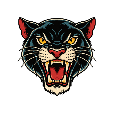 Old School Panther Head Shoulder Tattoo planner element