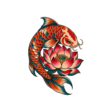 Neo-Traditional Koi and Lotus Shoulder Tattoo planner element