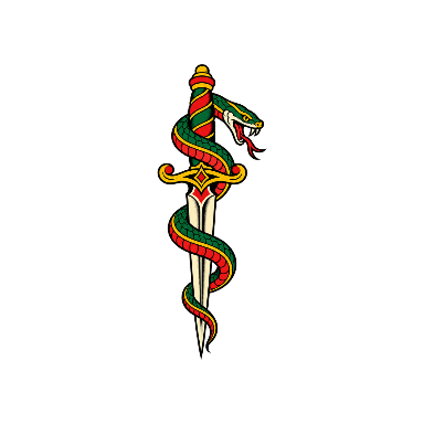 Old School Snake and Dagger Shoulder Tattoo planner element