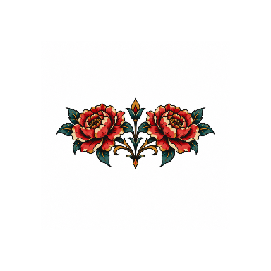 Neo-Traditional Peony Lower Back Tattoo planner element