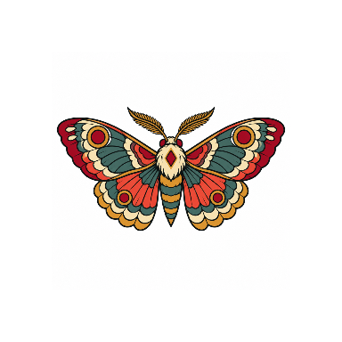 Neo-Traditional Moth Lower Back Tattoo planner element