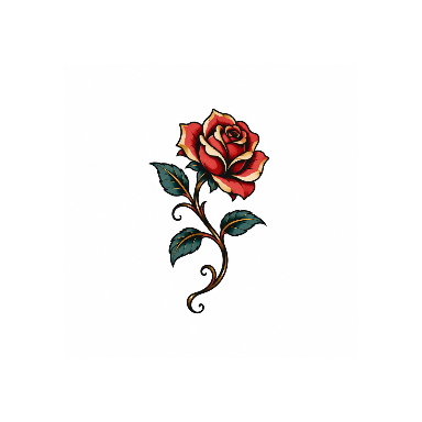Neo-Traditional Rose Vine Hip Tattoo planner element