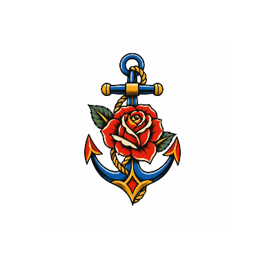 Old School Anchor and Rose Hip Tattoo planner element