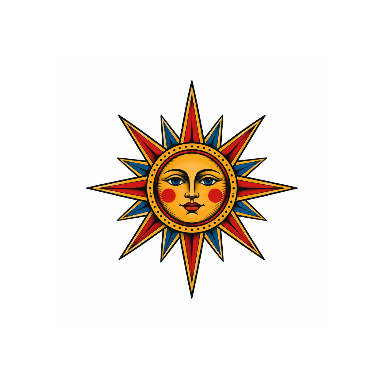 Old School Sunburst Elbow Tattoo planner element