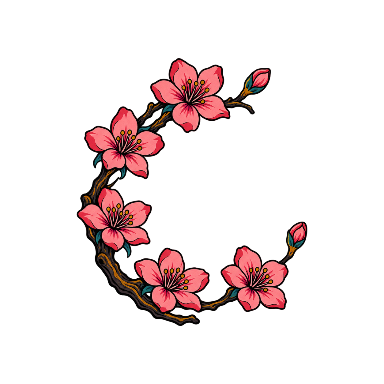Cherry Blossom Crescent Branch Tattoo planner element
