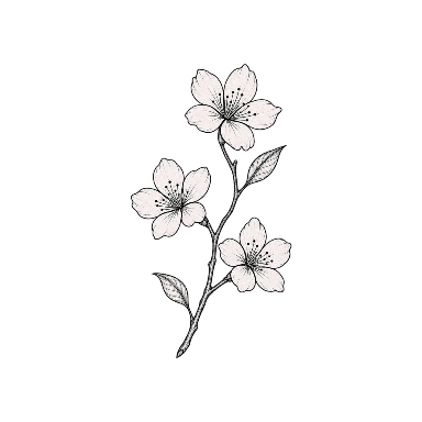 Single Cherry Blossom Sprig Tattoo planner element
