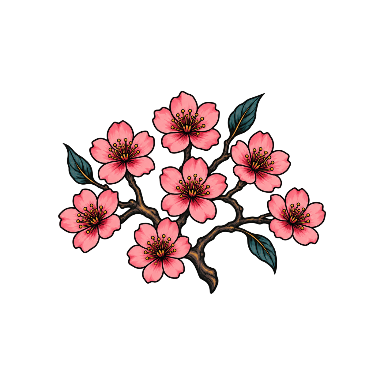 Cherry Blossom Fan Branch Tattoo planner element