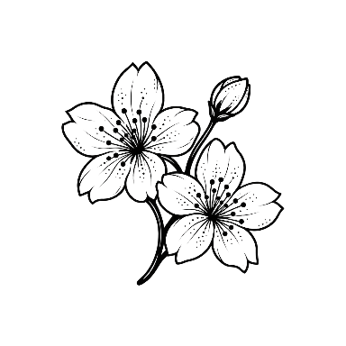 Cherry Blossom Twin Blooms Tattoo planner element