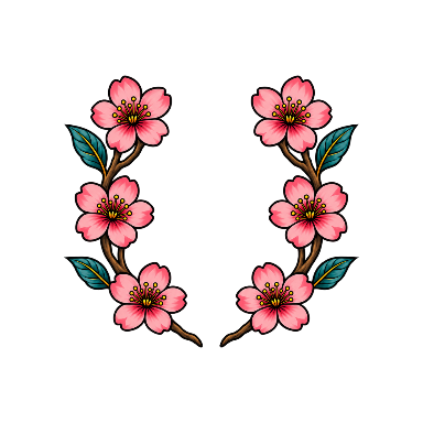 Cherry Blossom Oval Wreath Tattoo planner element