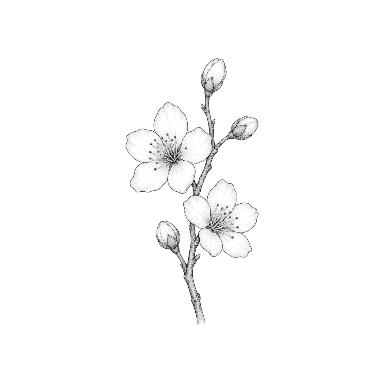 Cherry Blossom Bud Branch Tattoo planner element