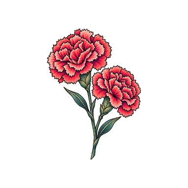 Carnation Twin Flower Bouquet Tattoo planner element