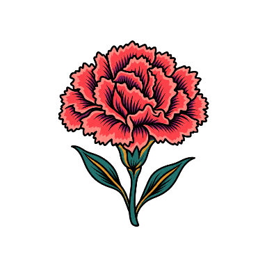 Carnation Round Bloom Emblem Tattoo planner element