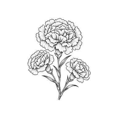 Carnation Three Bloom Cluster Tattoo planner element
