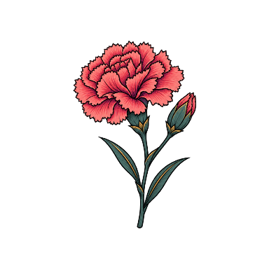 Carnation Open Flower and Bud Tattoo planner element